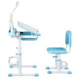 Kid's Tables, Chairs & Seats: Keezi Kids Table and Chair Set Adjustable Study Desk w/ LED Lamp Reading Blue