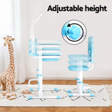 Kid's Tables, Chairs & Seats: Keezi Kids Table and Chair Set Adjustable Study Desk w/ LED Lamp Reading Blue