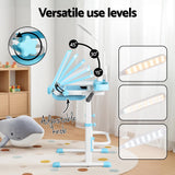 Kid's Tables, Chairs & Seats: Keezi Kids Table and Chair Set Adjustable Study Desk w/ LED Lamp Reading Blue
