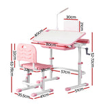 Kid's Tables, Chairs & Seats: Keezi Kids Table and Chair Set Adjustable Study Desk w/ LED Lamp Reading Pink