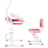 Kid's Tables, Chairs & Seats: Keezi Kids Table and Chair Set Adjustable Study Desk w/ LED Lamp Reading Pink