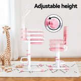 Kid's Tables, Chairs & Seats: Keezi Kids Table and Chair Set Adjustable Study Desk w/ LED Lamp Reading Pink