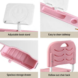 Kid's Tables, Chairs & Seats: Keezi Kids Table and Chair Set Adjustable Study Desk w/ LED Lamp Reading Pink