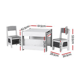 Kid's Tables, Chairs & Seats: Keezi Kids Table and Chair Set, 4 in 1 Wooden Activity Table with Bookcase, Storage Box and Detachable Blackboard, Toddler Table and 2 Chairs Set, Grey
