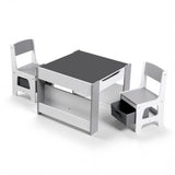 Kid's Tables, Chairs & Seats: Keezi Kids Table and Chair Set, 4 in 1 Wooden Activity Table with Bookcase, Storage Box and Detachable Blackboard, Toddler Table and 2 Chairs Set, Grey