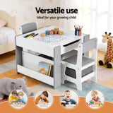 Kid's Tables, Chairs & Seats: Keezi Kids Table and Chair Set, 4 in 1 Wooden Activity Table with Bookcase, Storage Box and Detachable Blackboard, Toddler Table and 2 Chairs Set, Grey