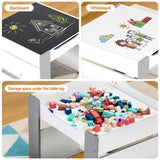 Kid's Tables, Chairs & Seats: Keezi Kids Table and Chair Set, 4 in 1 Wooden Activity Table with Bookcase, Storage Box and Detachable Blackboard, Toddler Table and 2 Chairs Set, Grey