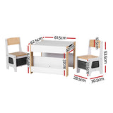 Kid's Tables, Chairs & Seats: Keezi Kids Table and Chair Set, 4 in 1 Wooden Activity Table with Bookcase, Storage Box and Detachable Blackboard, Toddler Table and 2 Chairs Set, Natural