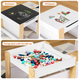Kid's Tables, Chairs & Seats: Keezi Kids Table and Chair Set, 4 in 1 Wooden Activity Table with Bookcase, Storage Box and Detachable Blackboard, Toddler Table and 2 Chairs Set, Natural