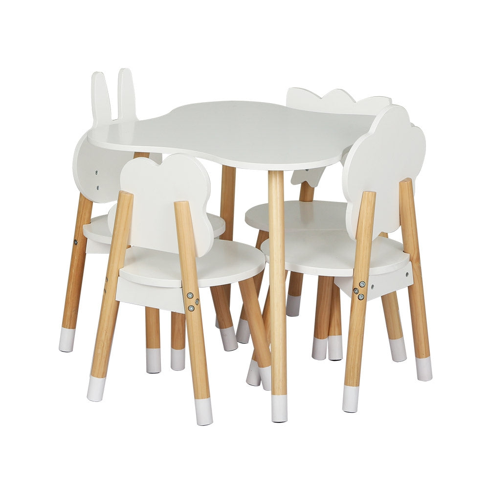 Outdoor Dining Sets: Keezi 5PCS Kids Table and Chairs Set Children Activity Study Play Desk White