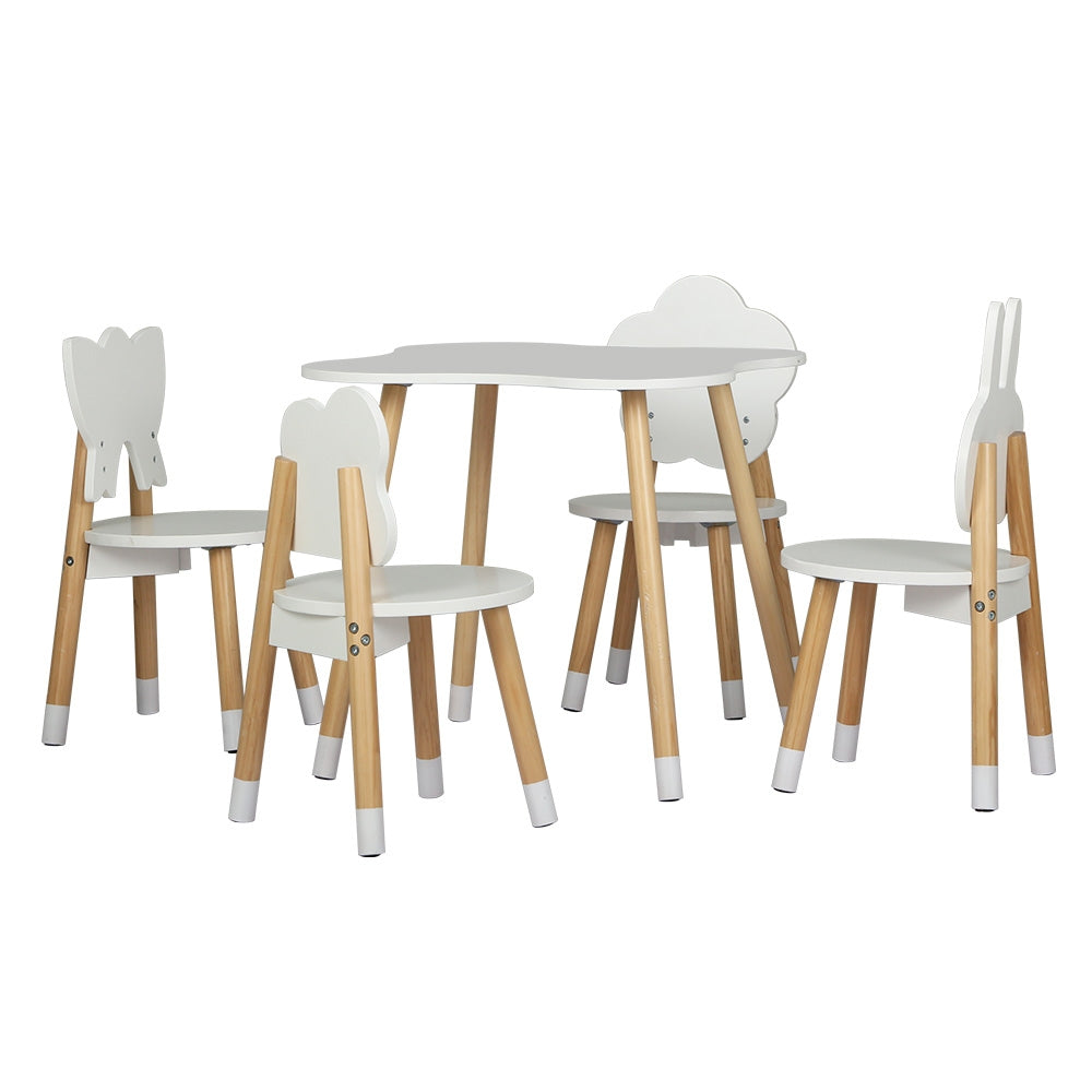 Outdoor Dining Sets: Keezi 5PCS Kids Table and Chairs Set Children Activity Study Play Desk White