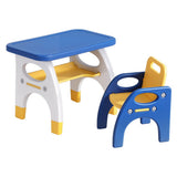 Kid's Tables, Chairs & Seats: Keezi Kids Table and Chair Set HDPE Toddler Activity Play Set Blue/Yellow