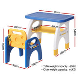Kid's Tables, Chairs & Seats: Keezi Kids Table and Chair Set HDPE Toddler Activity Play Set Blue/Yellow