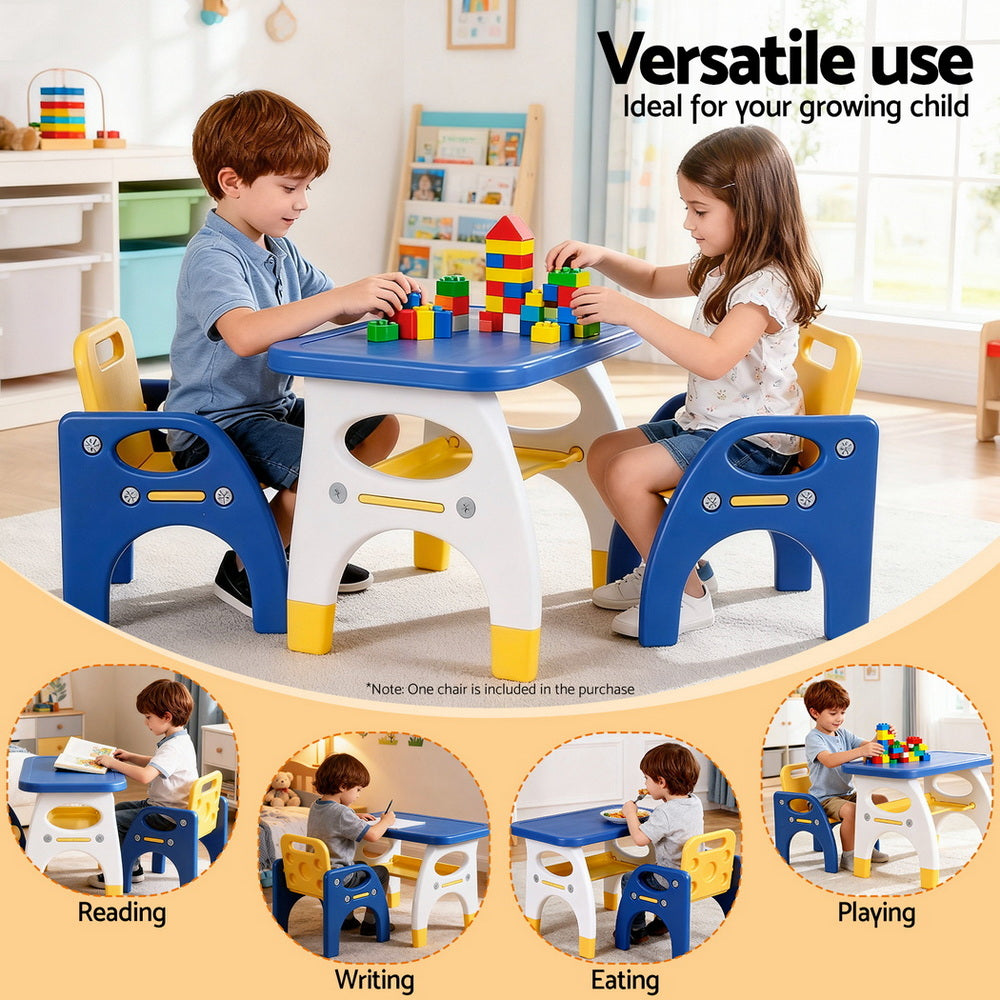 Kid's Tables, Chairs & Seats: Keezi Kids Table and Chair Set HDPE Toddler Activity Play Set Blue/Yellow
