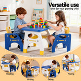 Kid's Tables, Chairs & Seats: Keezi Kids Table and Chair Set HDPE Toddler Activity Play Set Blue/Yellow