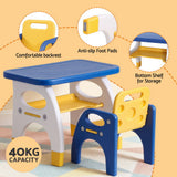 Kid's Tables, Chairs & Seats: Keezi Kids Table and Chair Set HDPE Toddler Activity Play Set Blue/Yellow