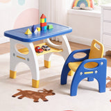 Kid's Tables, Chairs & Seats: Keezi Kids Table and Chair Set HDPE Toddler Activity Play Set Blue/Yellow
