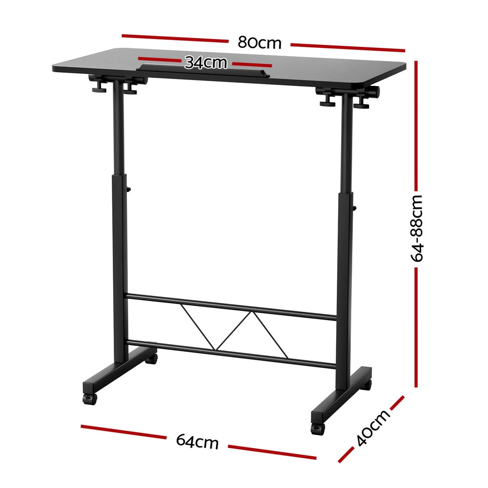 Desks: Artiss Laptop Desk Table Height Adjustable Wooden Bed Side Tables 80CM Black