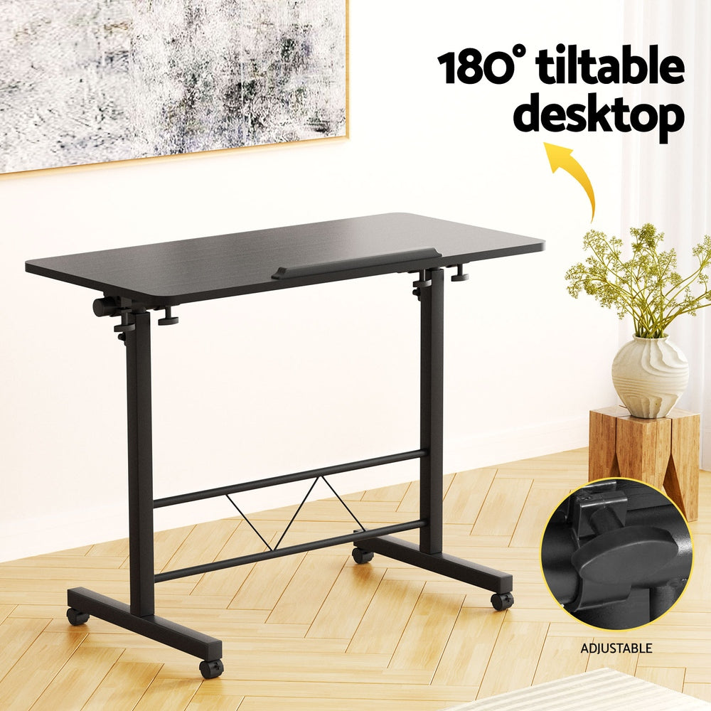 Desks: Artiss Laptop Desk Table Height Adjustable Wooden Bed Side Tables 80CM Black