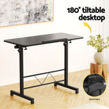 Artiss Laptop Desk Table Height Adjustable Wooden Bed Side Tables 80CM Black