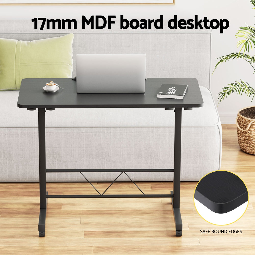 Desks: Artiss Laptop Desk Table Height Adjustable Wooden Bed Side Tables 80CM Black