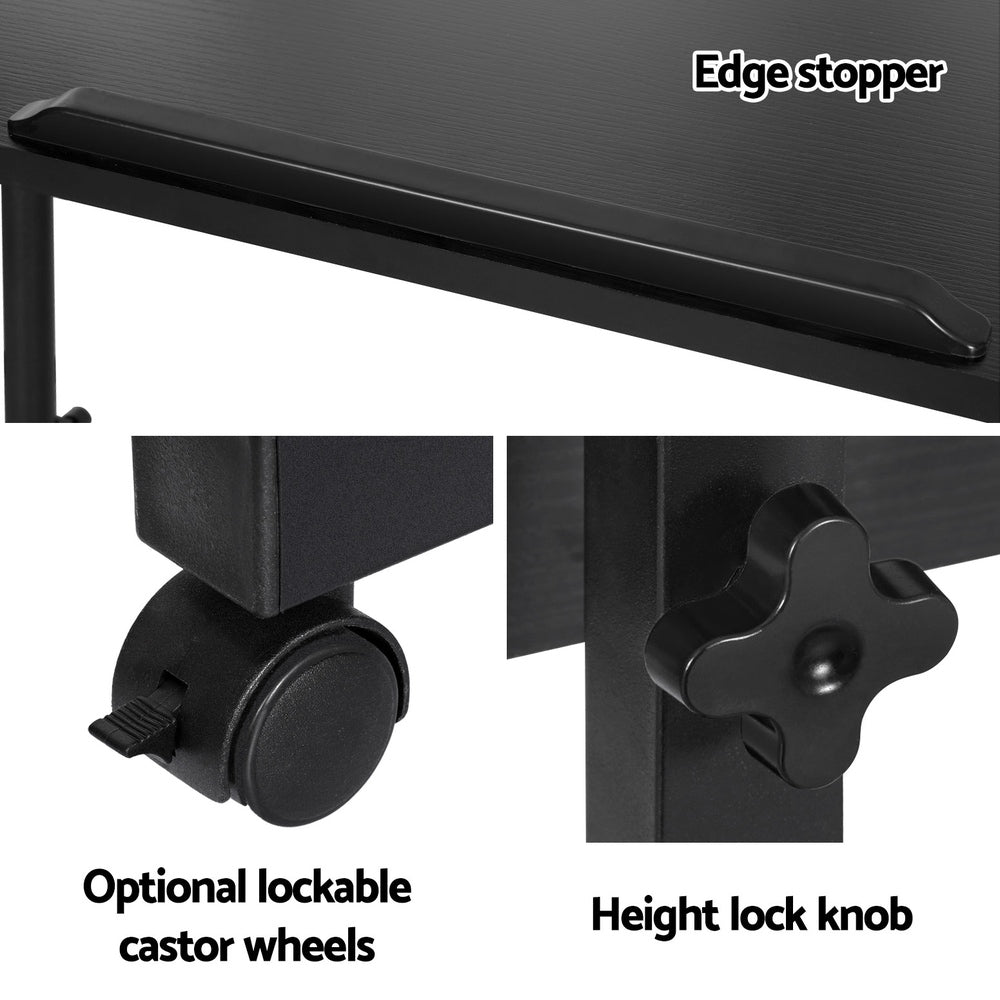 Desks: Artiss Laptop Desk Table Height Adjustable Wooden Bed Side Tables 80CM Black