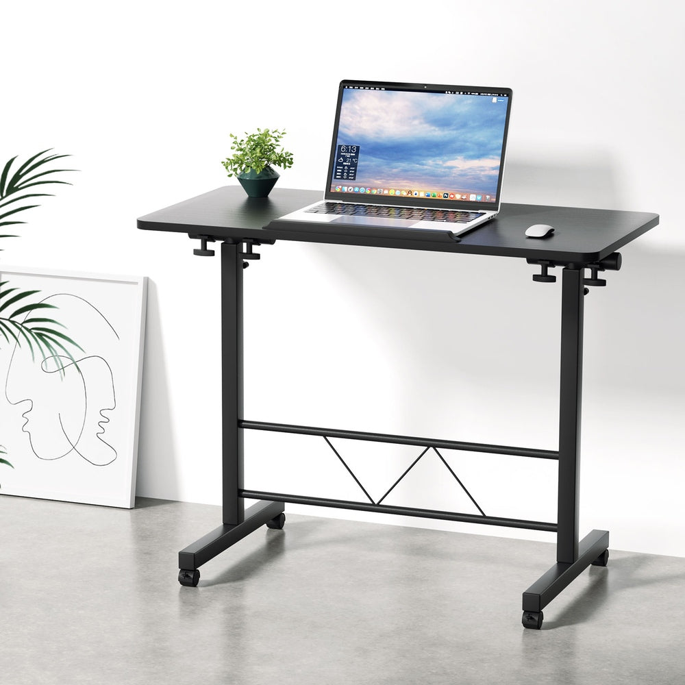 Desks: Artiss Laptop Desk Table Height Adjustable Wooden Bed Side Tables 80CM Black