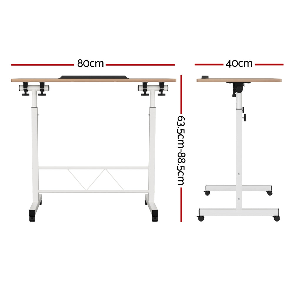 Desks: Artiss Laptop Desk Table Adjustable 80CM Light Wood