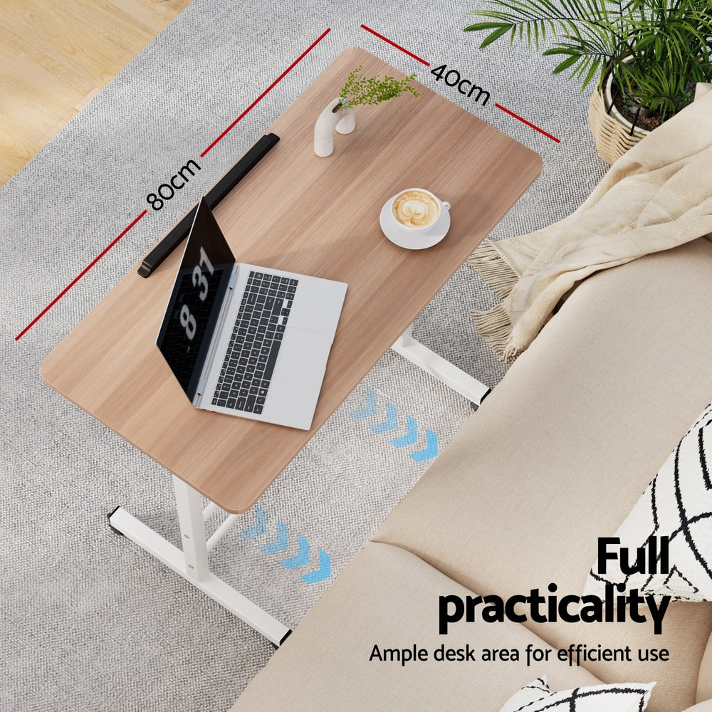 Desks: Artiss Laptop Desk Table Adjustable 80CM Light Wood