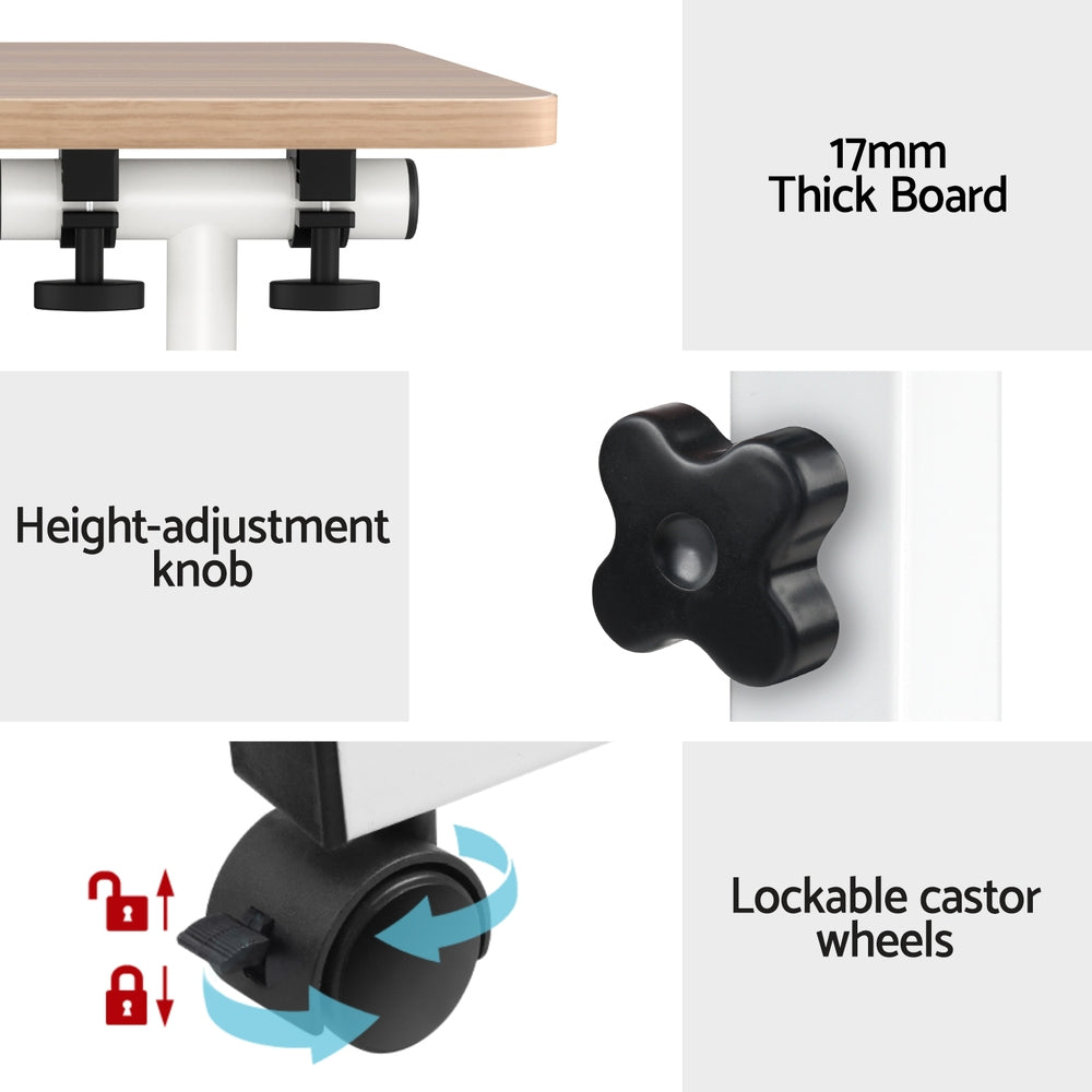 Desks: Artiss Laptop Desk Table Adjustable 80CM Light Wood