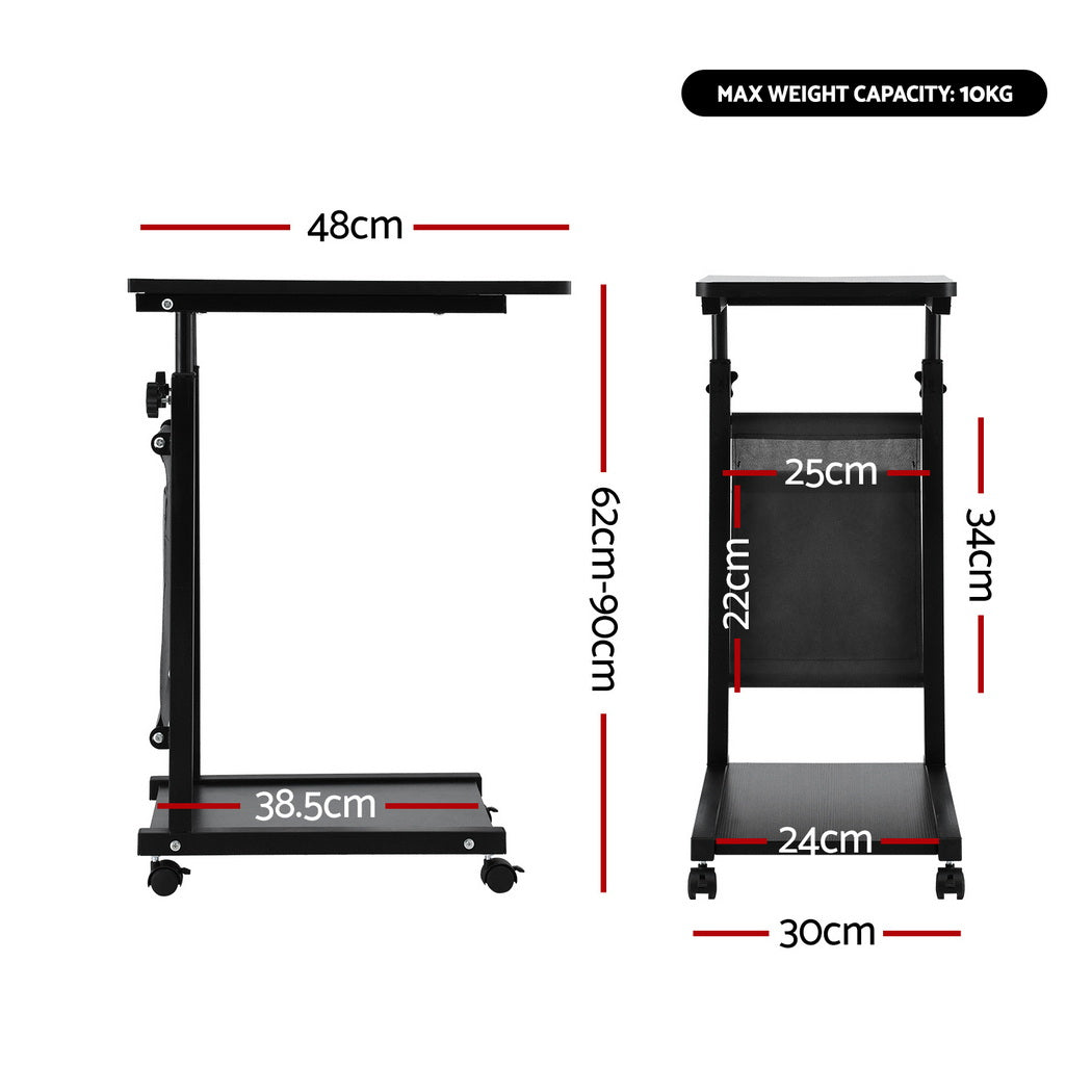 Side Tables: Artiss Laptop Desk Height Adjustable Mobile Workstation Computer Desks 48CM Black