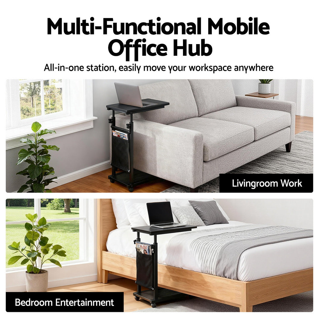 Side Tables: Artiss Laptop Desk Height Adjustable Mobile Workstation Computer Desks 48CM Black