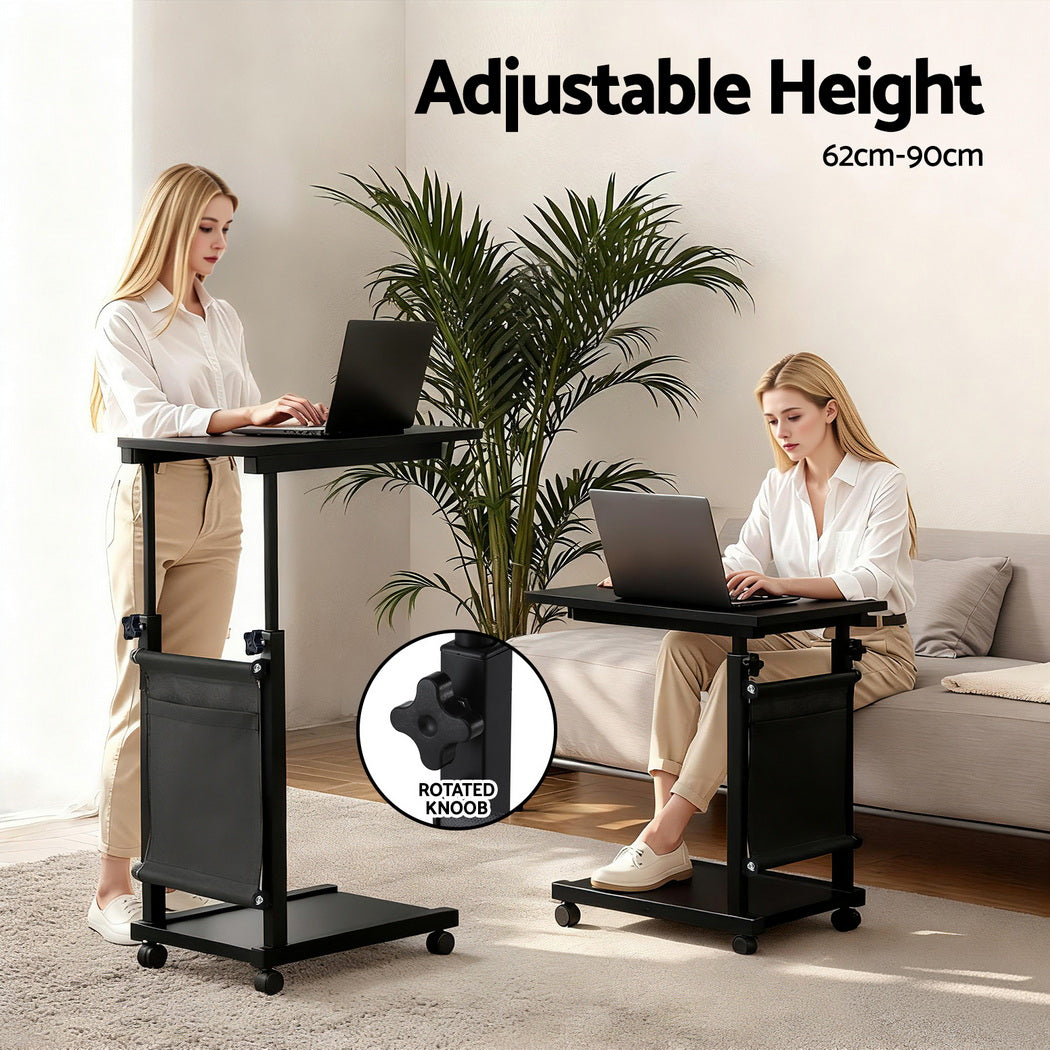 Side Tables: Artiss Laptop Desk Height Adjustable Mobile Workstation Computer Desks 48CM Black