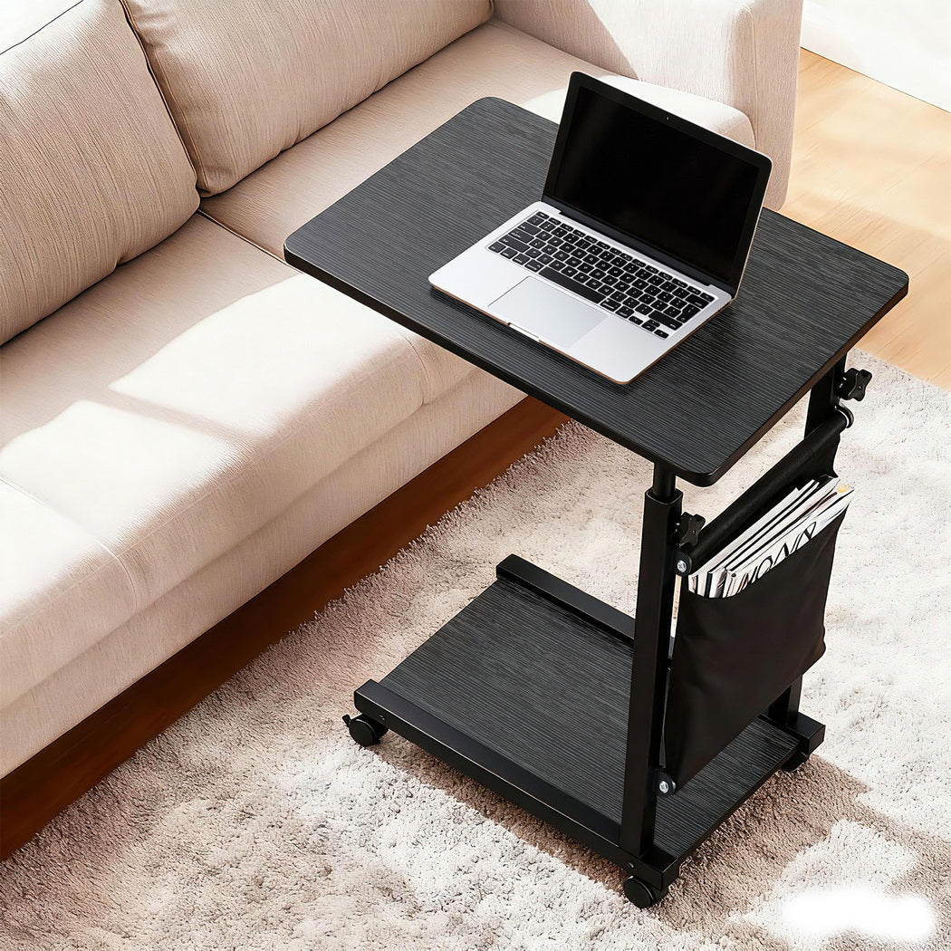 Side Tables: Artiss Laptop Desk Height Adjustable Mobile Workstation Computer Desks 48CM Black