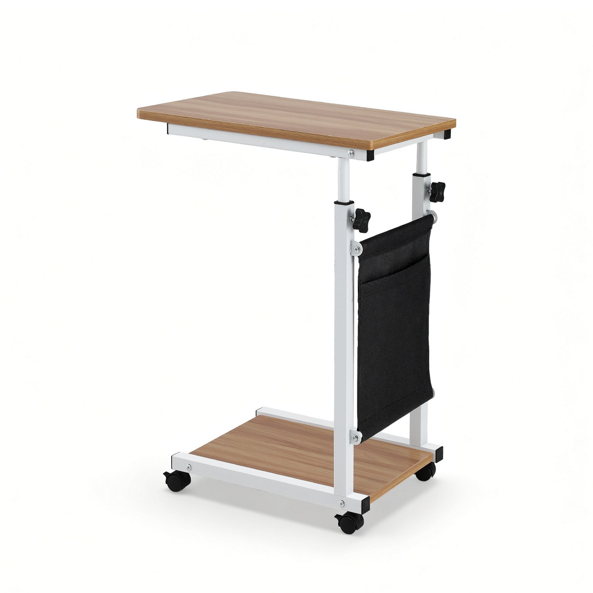 Side Tables: Artiss Laptop Desk Height Adjustable Mobile Workstation Computer Desks 48CM Oak