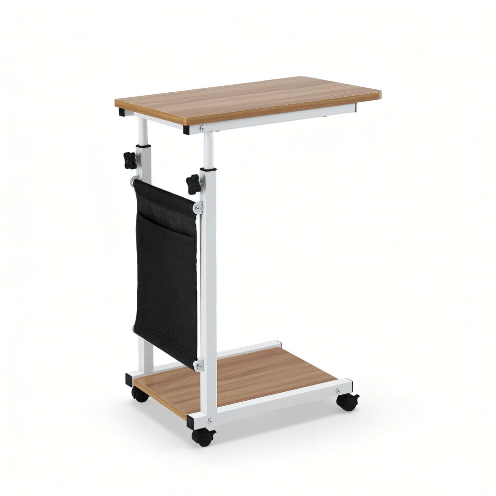 Side Tables: Artiss Laptop Desk Height Adjustable Mobile Workstation Computer Desks 48CM Oak