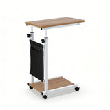 Side Tables: Artiss Laptop Desk Height Adjustable Mobile Workstation Computer Desks 48CM Oak