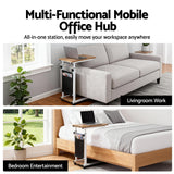 Side Tables: Artiss Laptop Desk Height Adjustable Mobile Workstation Computer Desks 48CM Oak