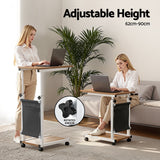 Side Tables: Artiss Laptop Desk Height Adjustable Mobile Workstation Computer Desks 48CM Oak