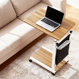 Side Tables: Artiss Laptop Desk Height Adjustable Mobile Workstation Computer Desks 48CM Oak