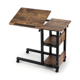 Desktops & Accessories: Artiss 3 Tier Adjustable Laptop Desk Tiltable Mobile Side Table Wheels