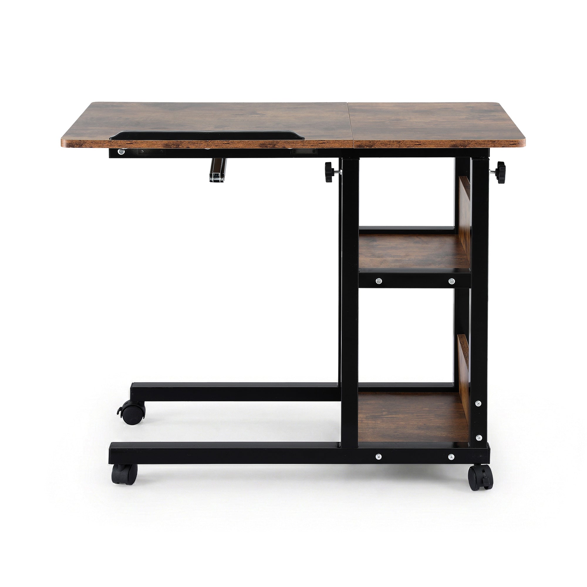 Desktops & Accessories: Artiss 3 Tier Adjustable Laptop Desk Tiltable Mobile Side Table Wheels
