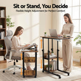 Desktops & Accessories: Artiss 3 Tier Adjustable Laptop Desk Tiltable Mobile Side Table Wheels