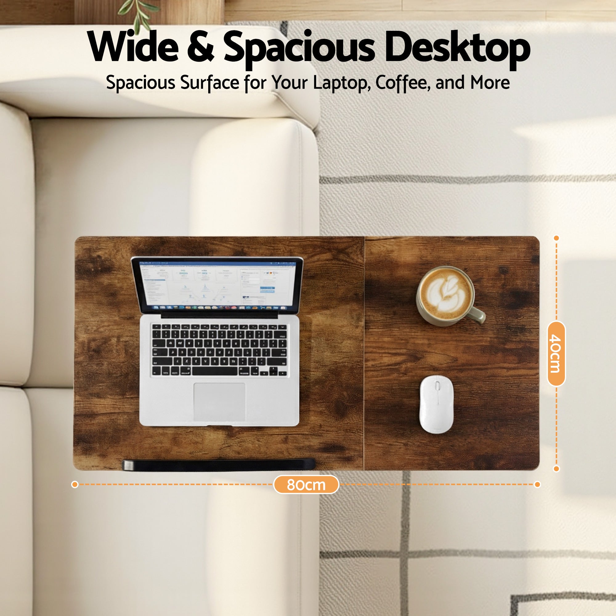 Desktops & Accessories: Artiss 3 Tier Adjustable Laptop Desk Tiltable Mobile Side Table Wheels