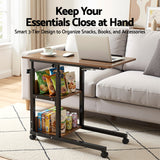 Desktops & Accessories: Artiss 3 Tier Adjustable Laptop Desk Tiltable Mobile Side Table Wheels