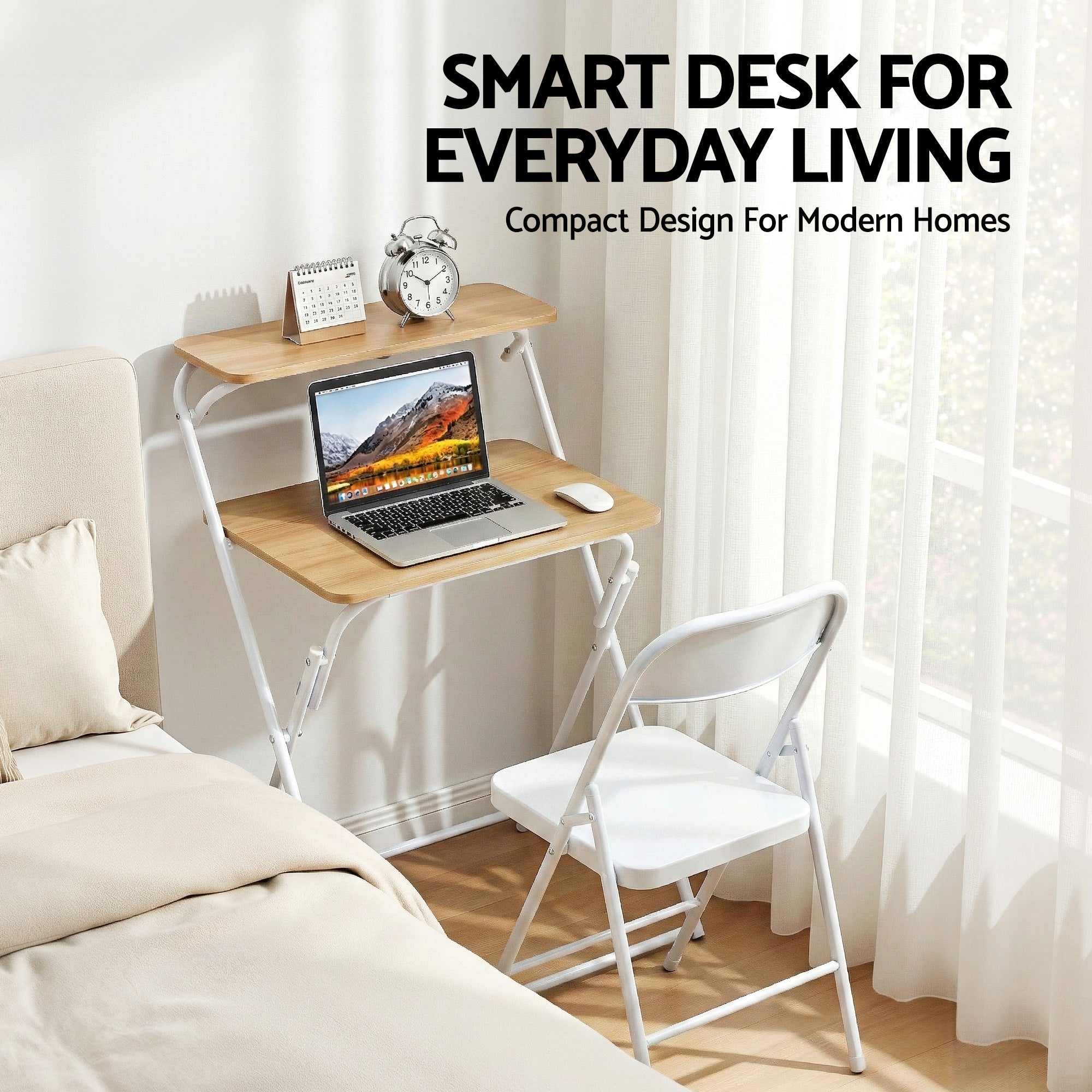 Desktops & Accessories: Artiss Laptop Desk Computer Foldable Study Desk Home Office Oak