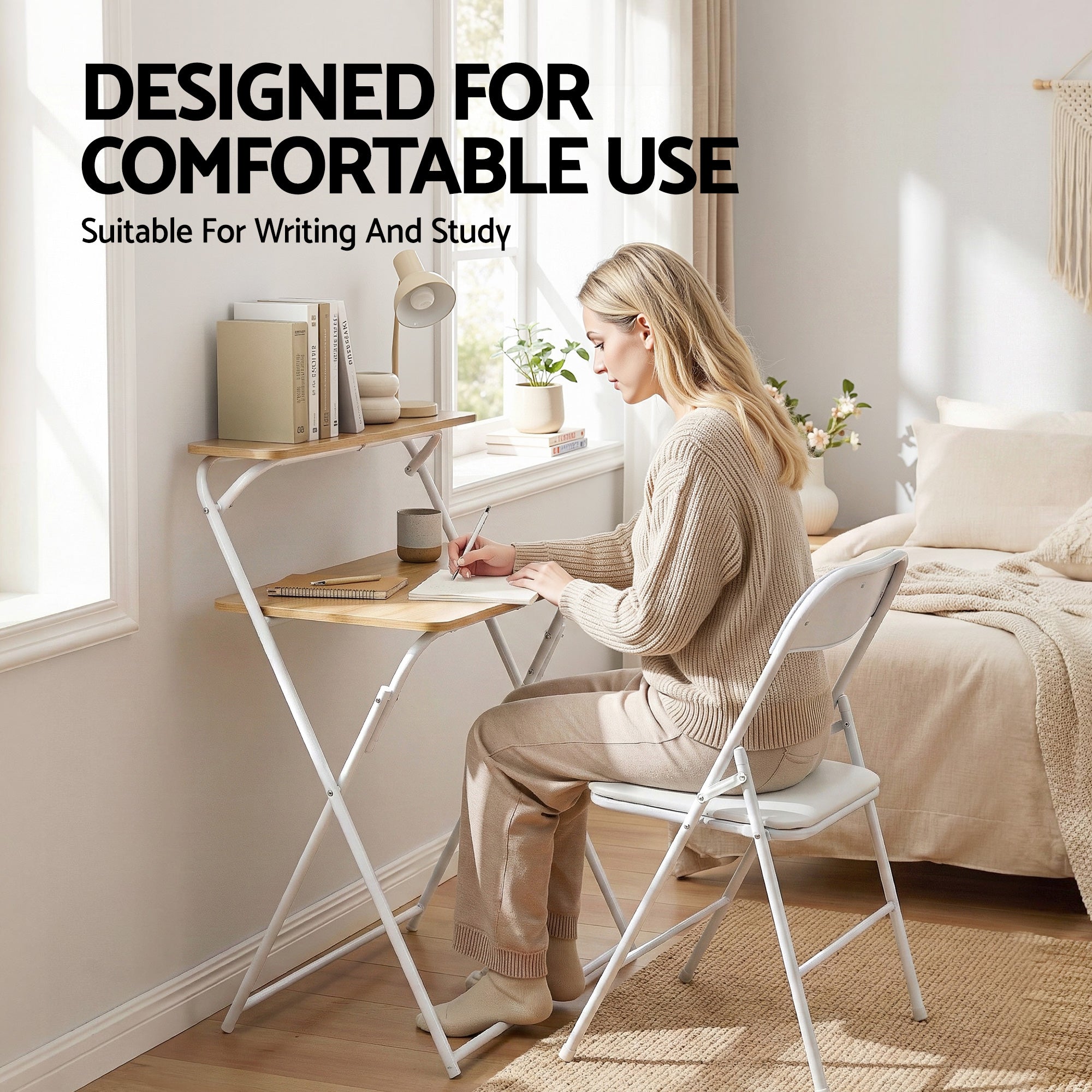 Desktops & Accessories: Artiss Laptop Desk Computer Foldable Study Desk Home Office Oak