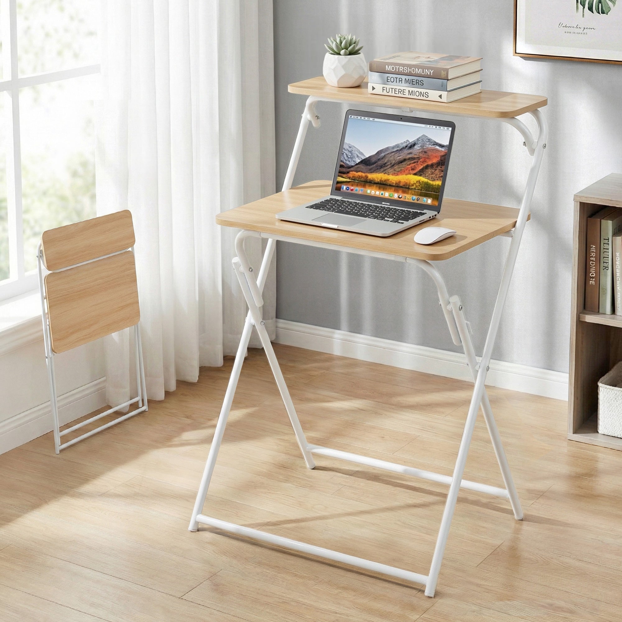 Desktops & Accessories: Artiss Laptop Desk Computer Foldable Study Desk Home Office Oak