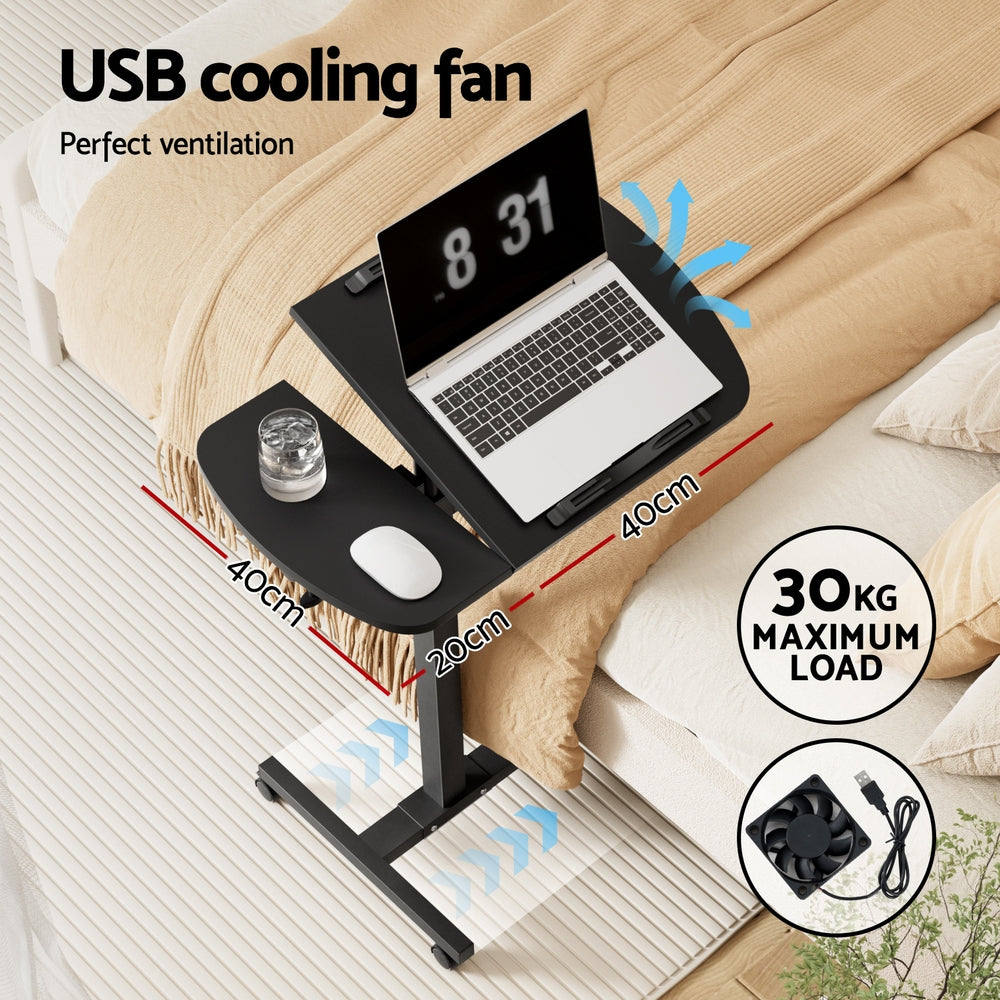 Laptop Stands: Artiss Laptop Desk Table Fan Cooling Black 60CM