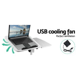 Artiss Laptop Desk Table Fan Cooling White 60CM